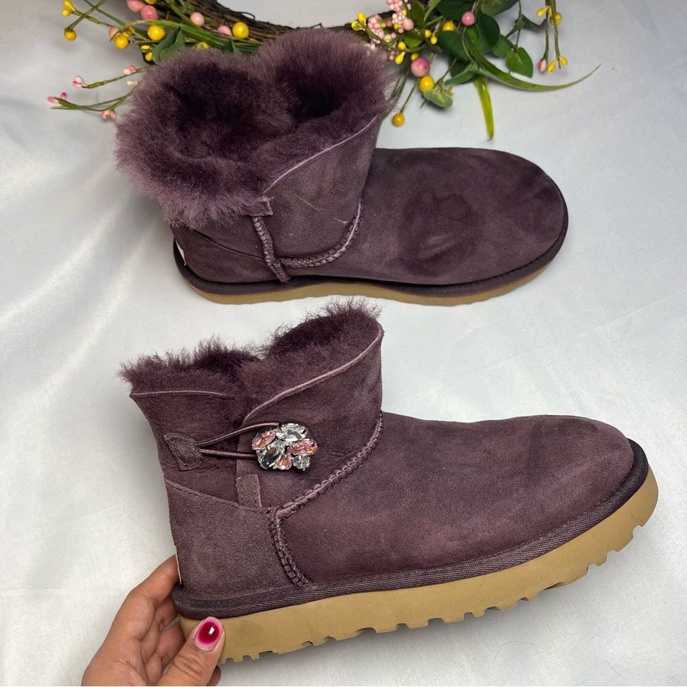 Ugg Mini Bailey Button Gem Swarovski Crystal Purp… - image 2